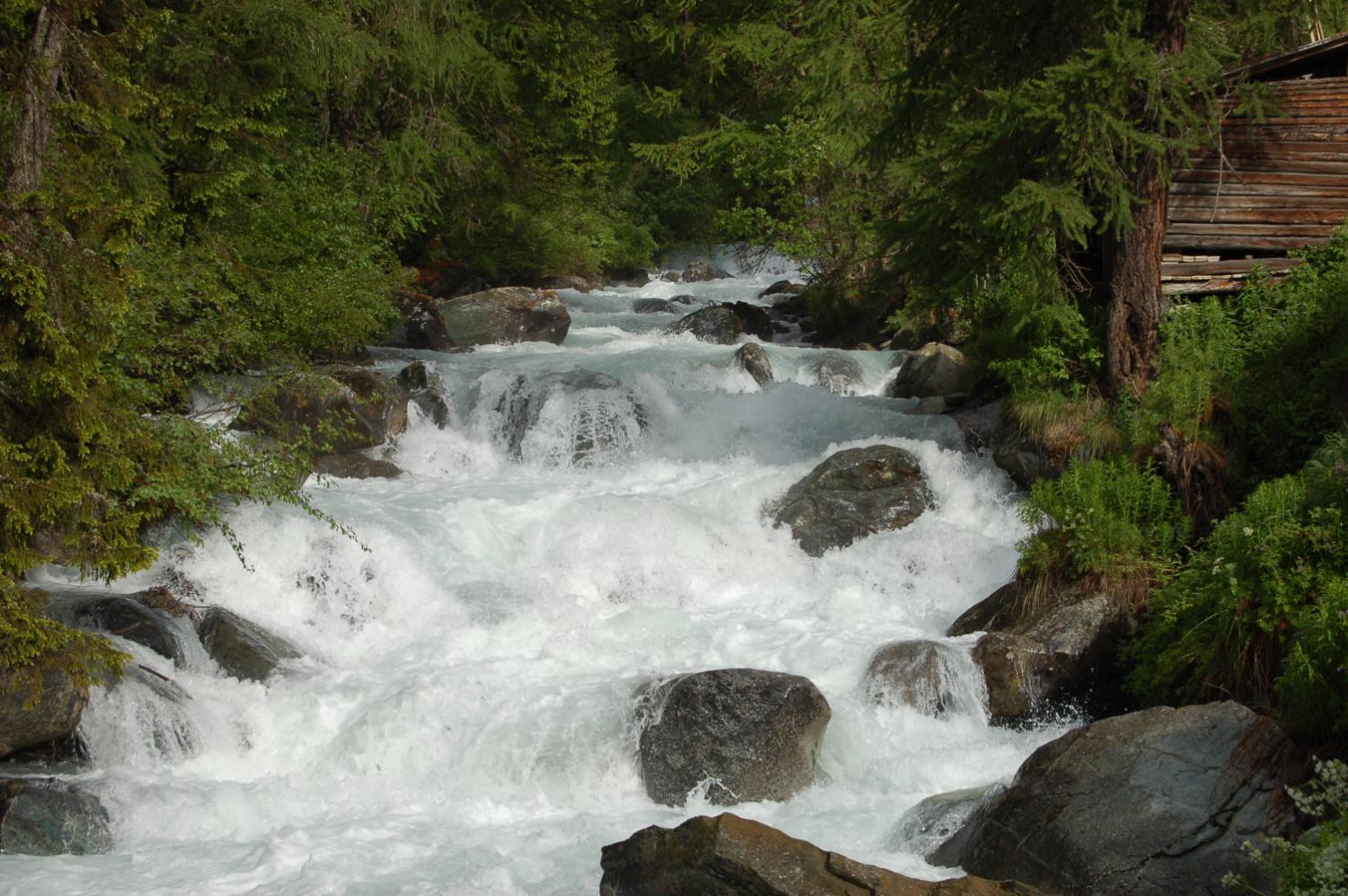 L'impetuosa discesa a valle del torrente Veraz (foto Antonio Catani)